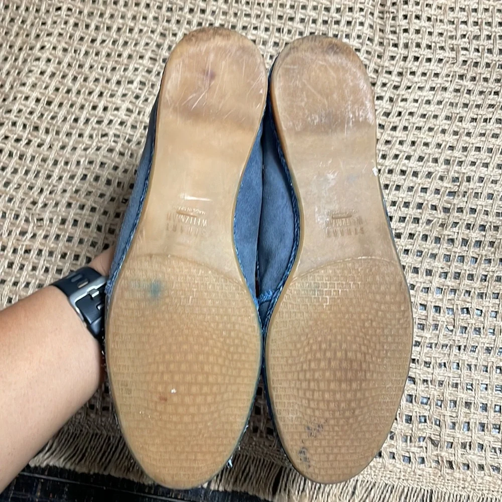 Stuart Weitzman Tipadrille Blue Jean Espadrille Mirror toe Shoes